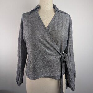 vintage 70s wrap top Silver Lame Disco Fashion Size 14